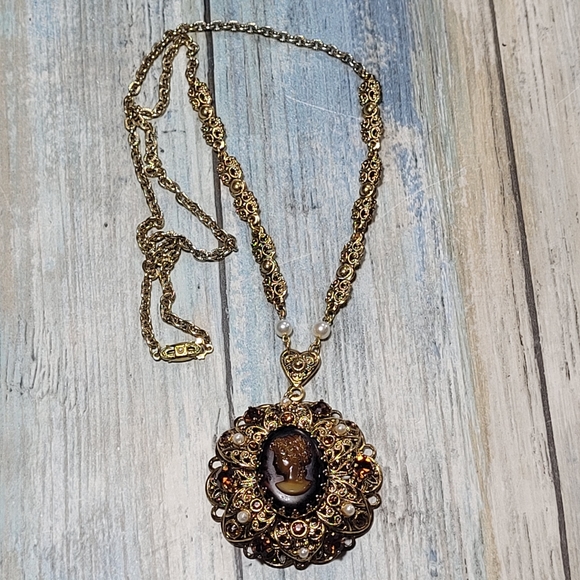 Vintage West Germany Cameo Necklace and Earrings Set. - Picture 3 of 16